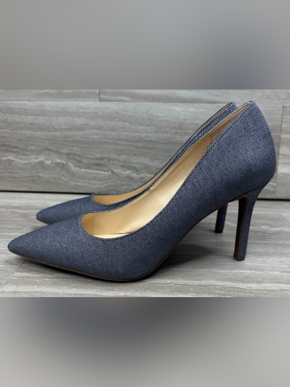 Jessica Simpson Nettles Denim Metallic Pump Heels Womens Size 8 - Picture 12 of 12